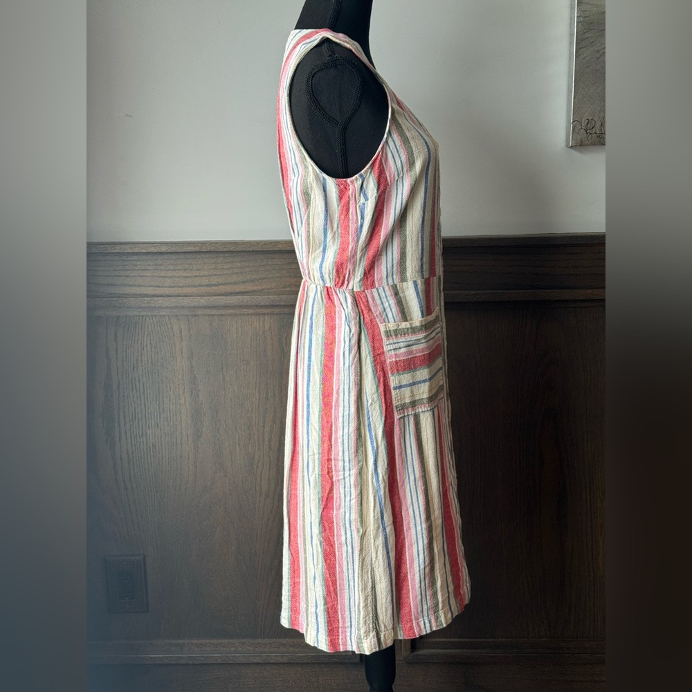 Old Navy Sleeveless Multicolor Striped Linen blend Dress medium - Picture 7 of 10